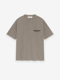 taupe medium-weight cotton jersey t-shirt with ribbed crewneck and small Essentials Fear of God logo on chest