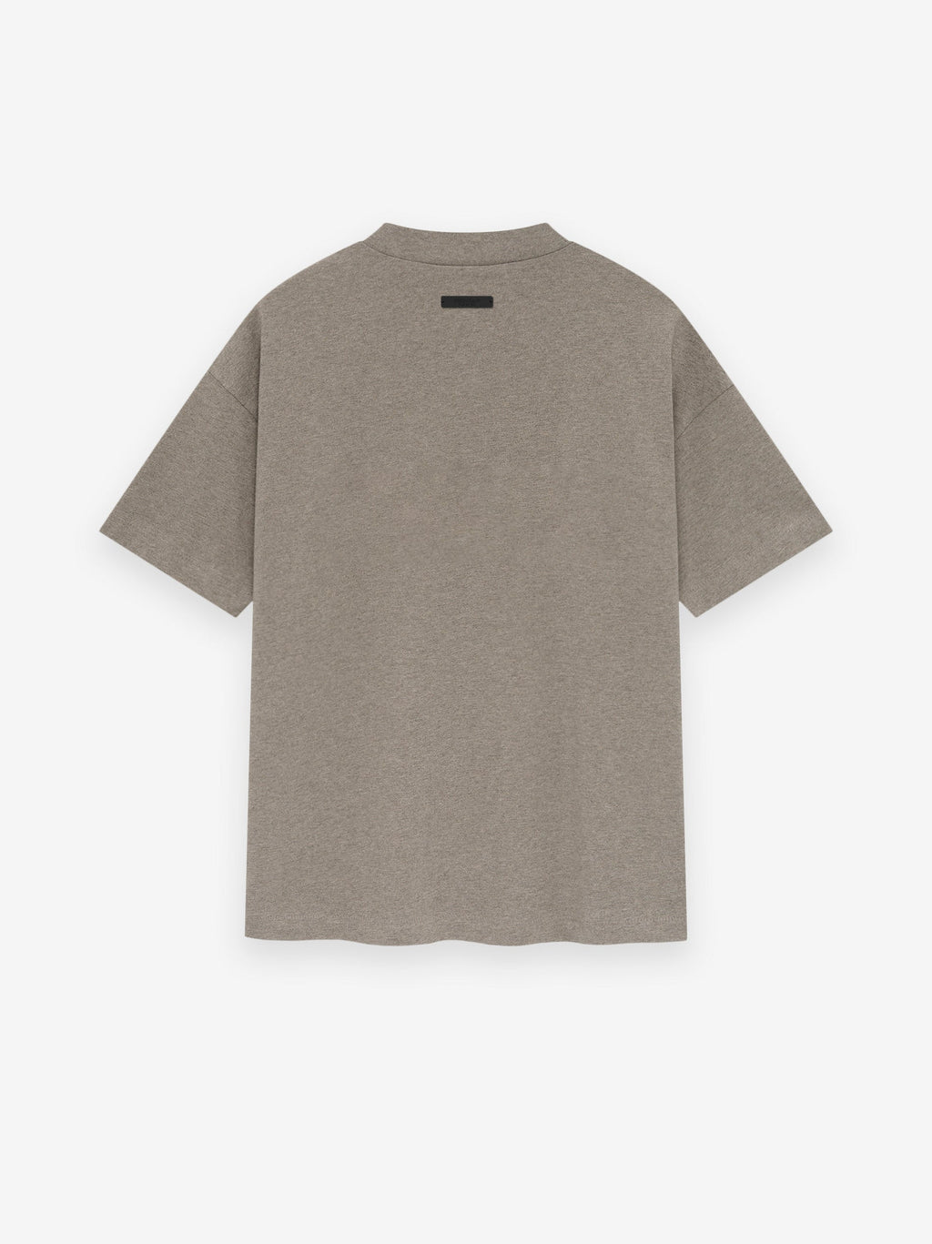 taupe cotton jersey short sleeve t-shirt with relaxed classic fit and small black rectangular label on upper back