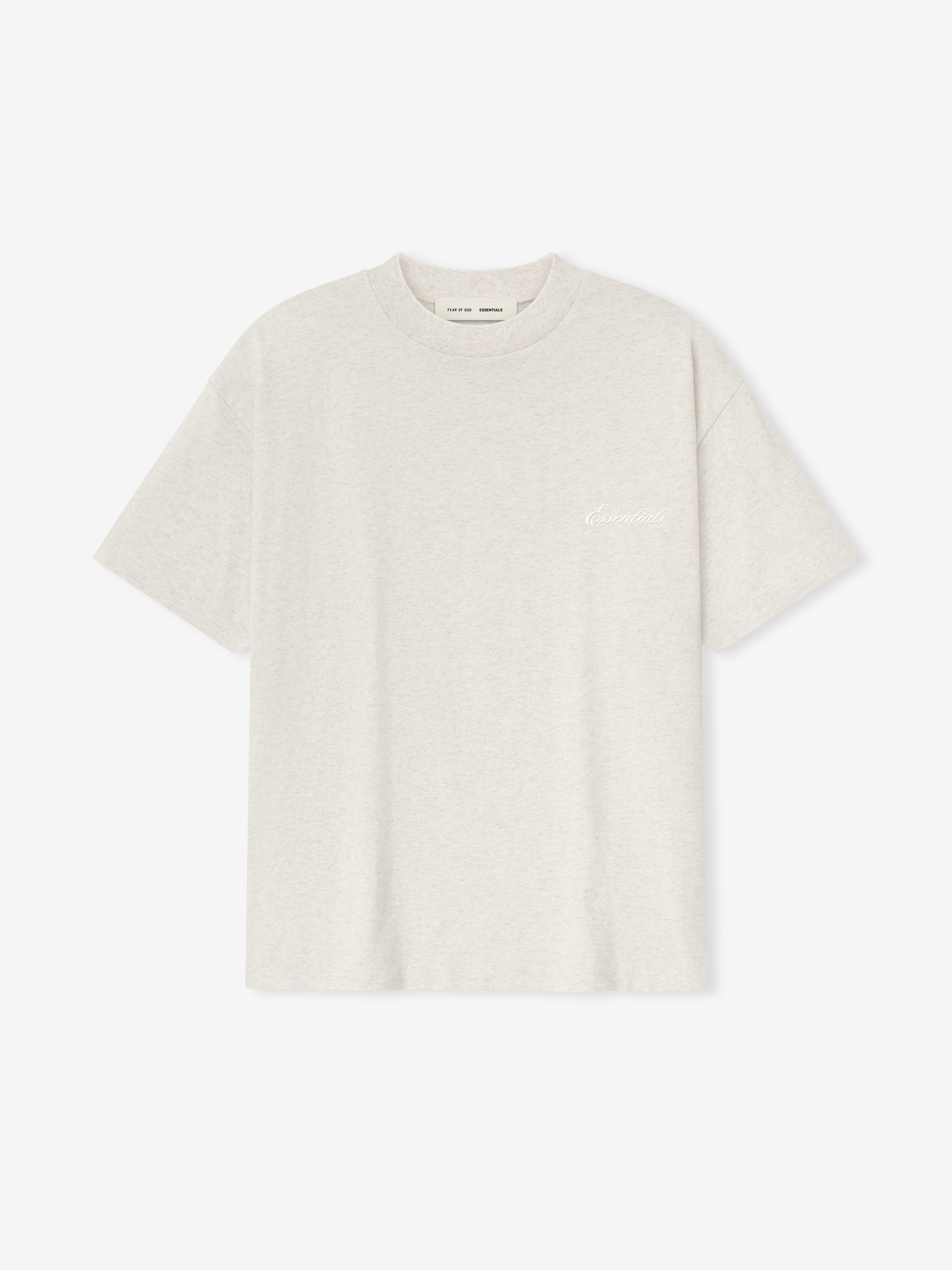 Front view of oatmeal heather Embroidered Classic Short Sleeve Tee with subtle chest logo, gallery image 0 file 125HO254192F