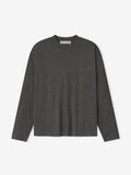 Charcoal heather Embroidered Classic Fit Long Sleeve Tee with subtle tonal logo, front view flat lay, gallery image 0