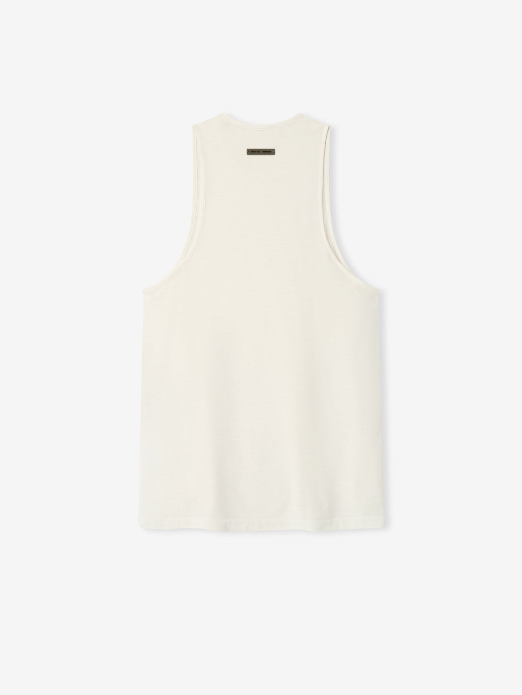 Back view of ivory Embroidered Essential Tank showing clean lines and small logo tag near neckline, gallery image 0