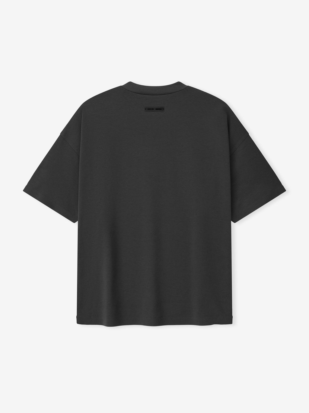 Back view of iron grey Ponte 90s Tee with relaxed fit and small logo detail near neckline in first gallery image