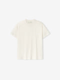 Ivory Womens Embroidered Classic Tee in classic fit with crew neckline and subtle chest embroidery on white background