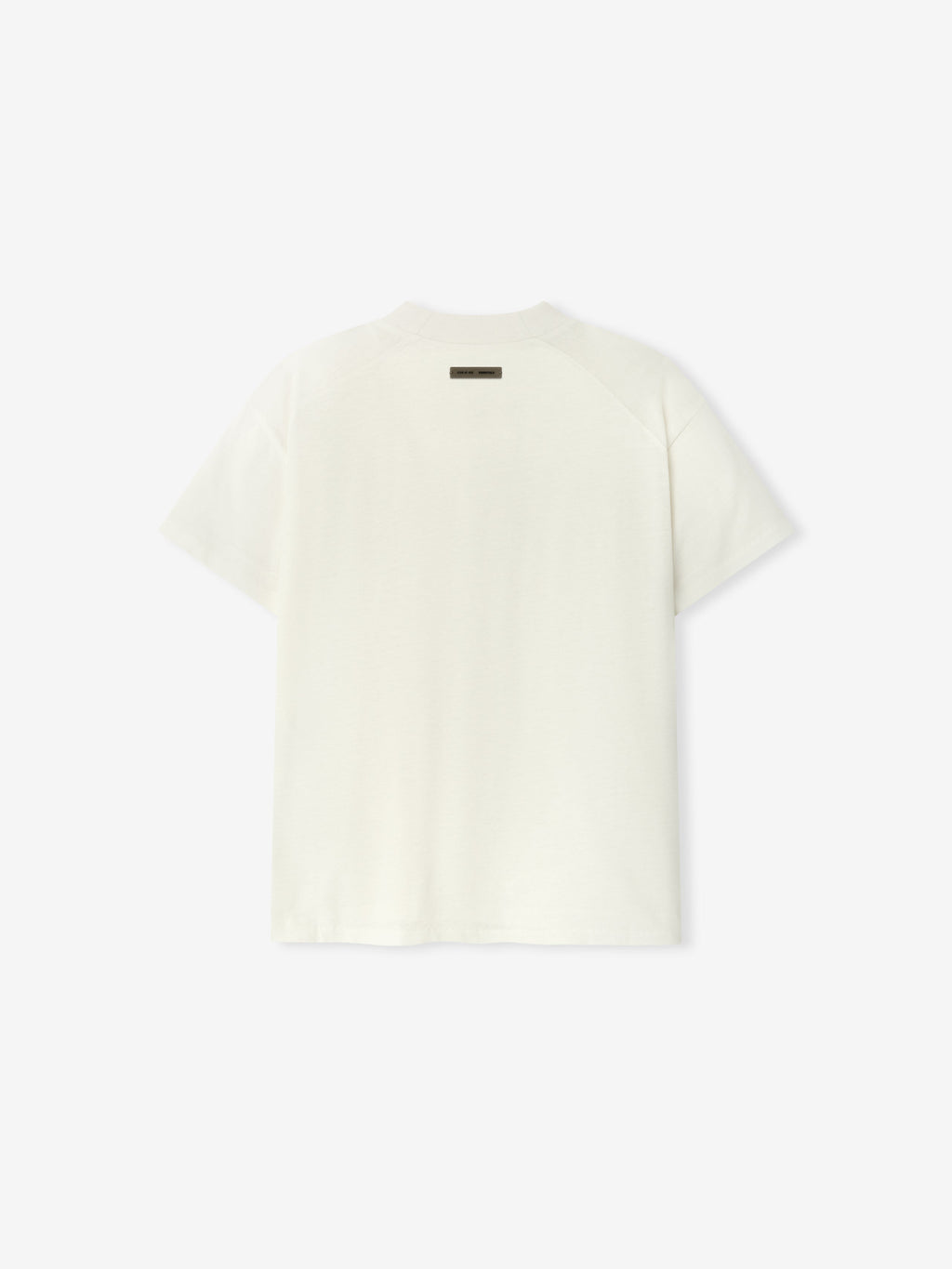 Back view of ivory Womens Classic Fit Tee with short sleeves and small label detail at upper back on white background
