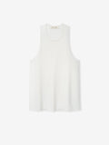 White sleeveless top on a light beige background