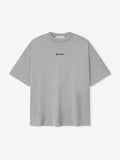 Gray t-shirt with embroidered logo on a white background
