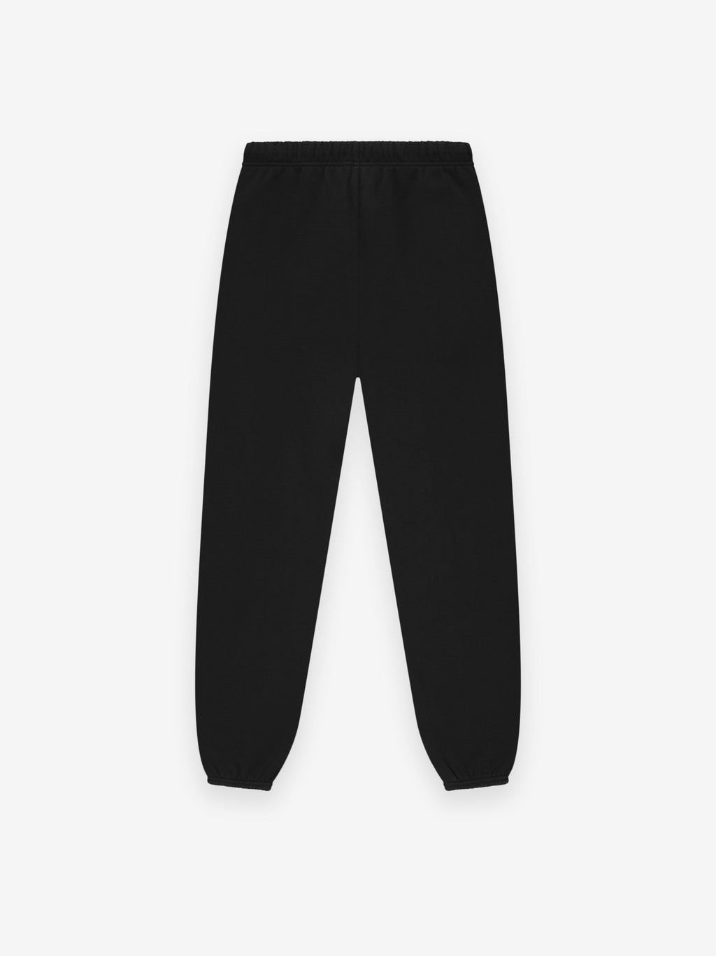 Jet black Classic Fit fleece sweatpant with elastic waistband and cuffs shown flat on white background