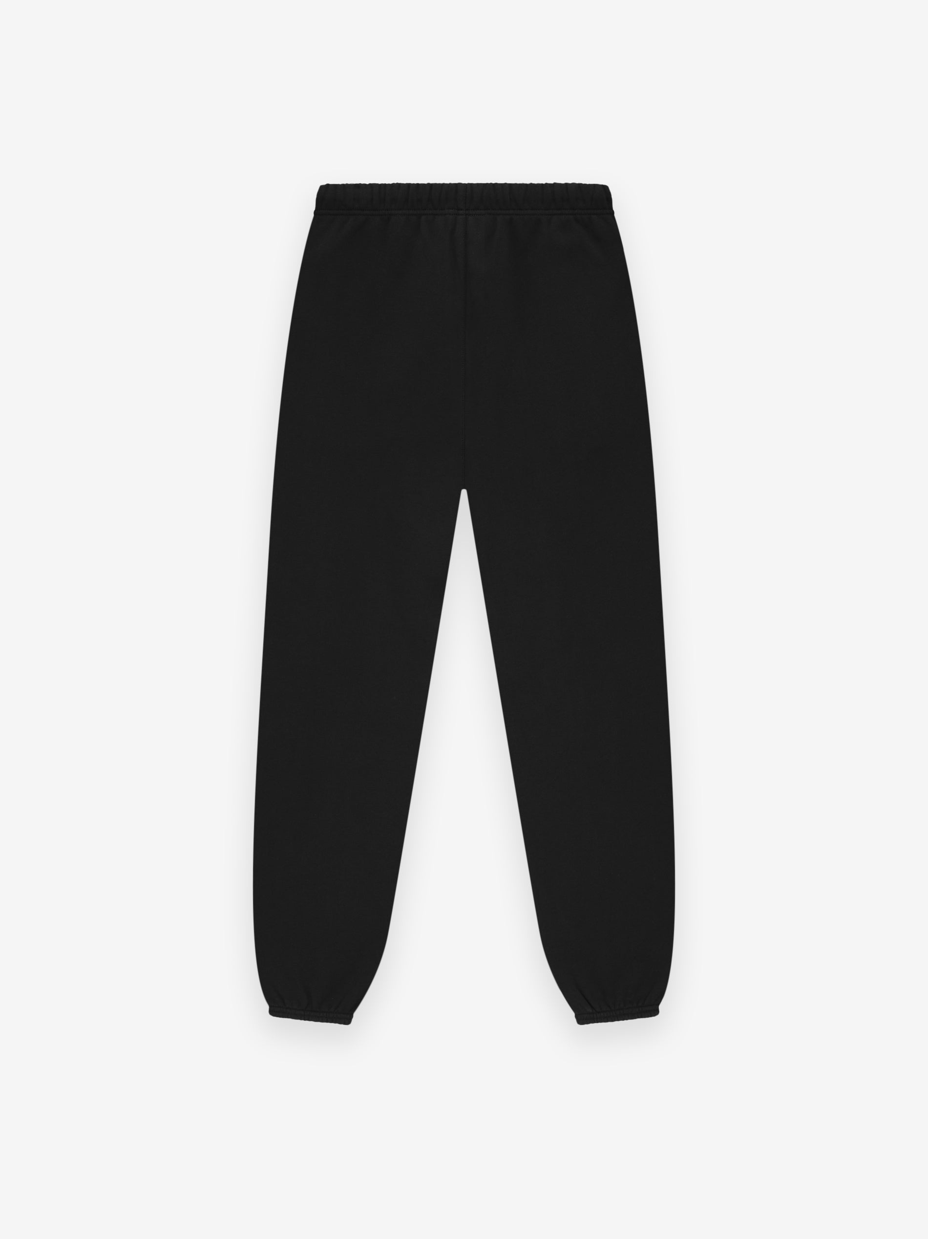 Jet black Classic Fit fleece sweatpant with elastic waistband and cuffs shown flat on white background