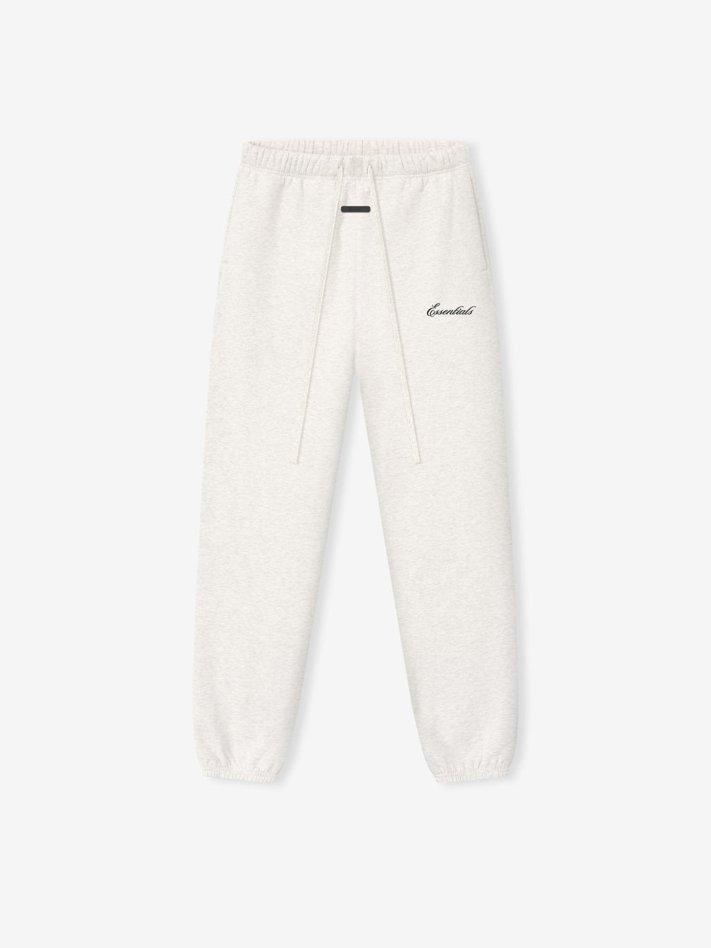 off-white classic sweatpant with elastic waistband, cuffs, and small black signature logo on left thigh