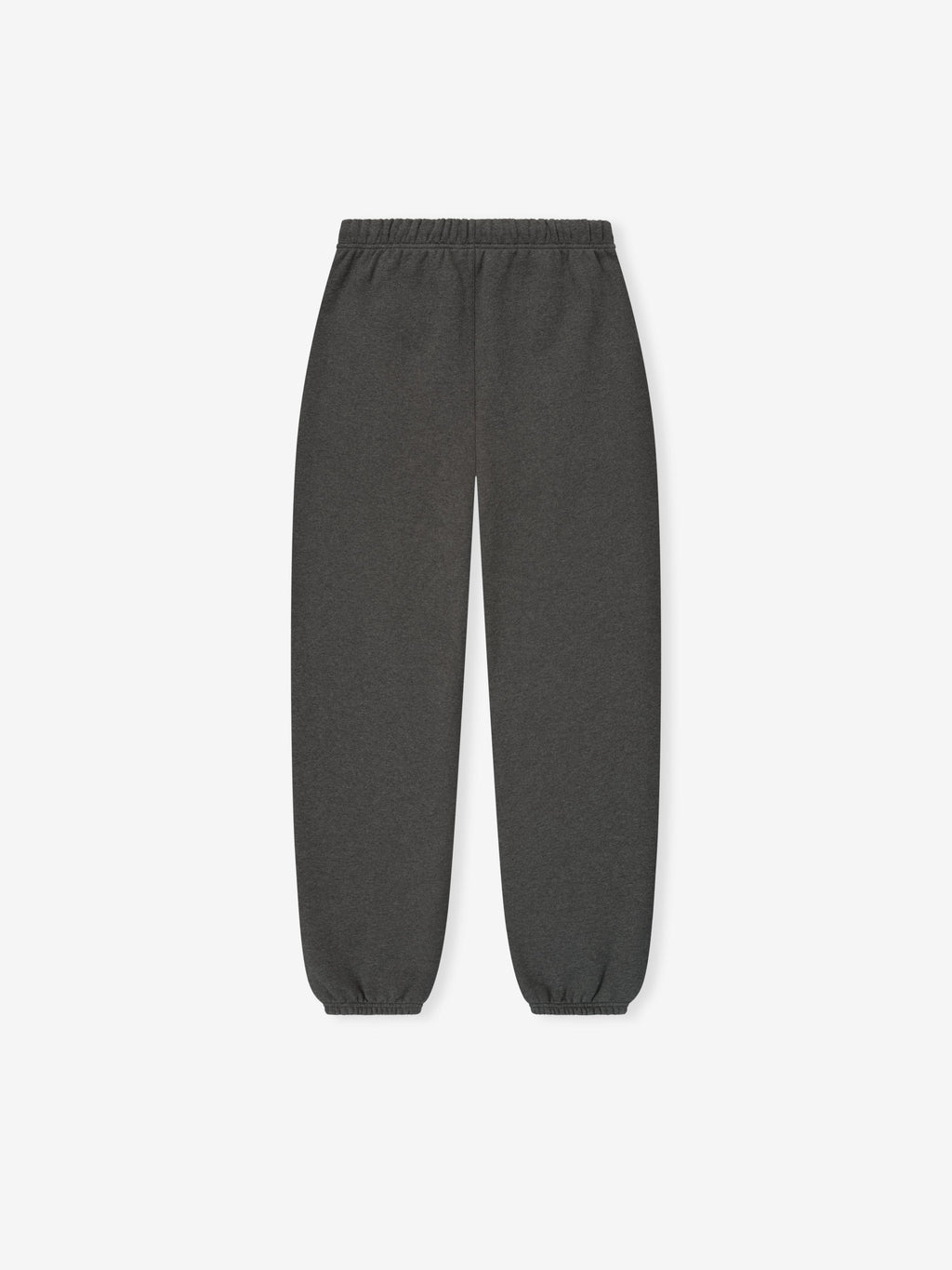 Charcoal heather Womens Classic Sweatpant laid flat with elastic cuffs and waistband, gallery position 0, file 130HO255641FW.
