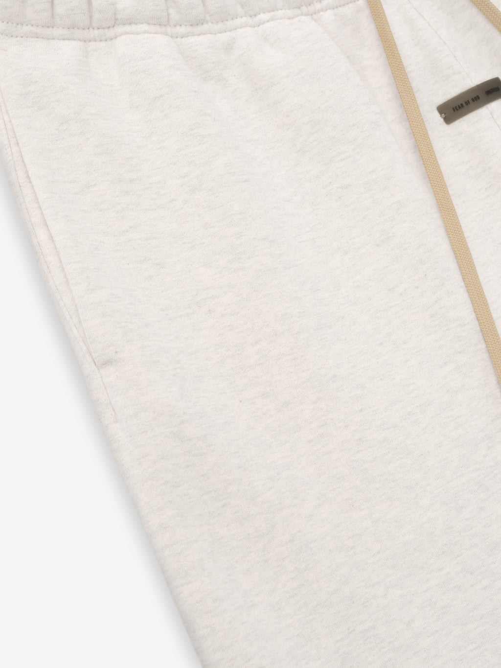 Close-up of oatmeal heather Flare Sweatpant highlighting side pocket and beige drawstring detail, gallery image 0