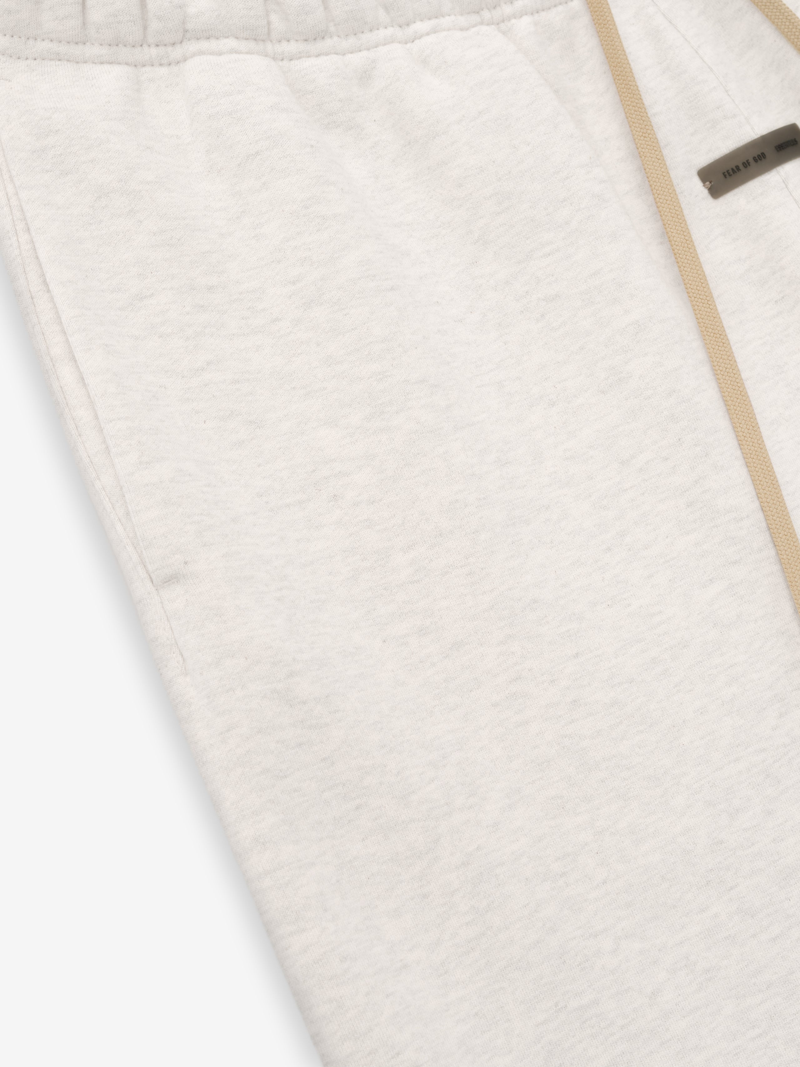 Close-up of oatmeal heather Flare Sweatpant highlighting side pocket and beige drawstring detail, gallery image 0