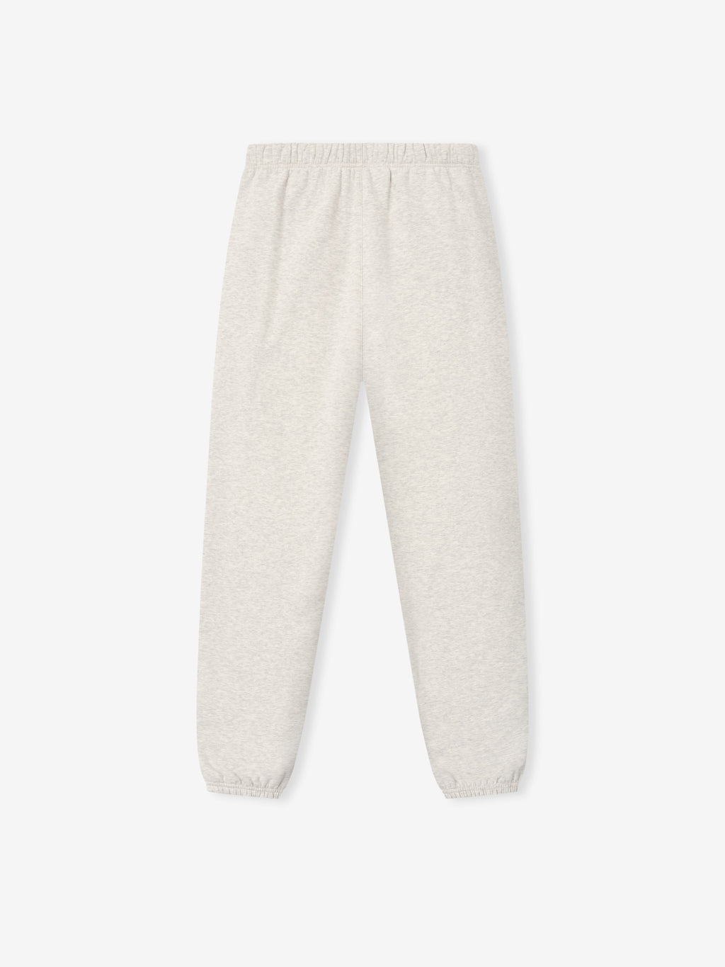 off-white heavyweight cotton fleece sweatpants with elastic cuffs and relaxed tapered fit waistband visible