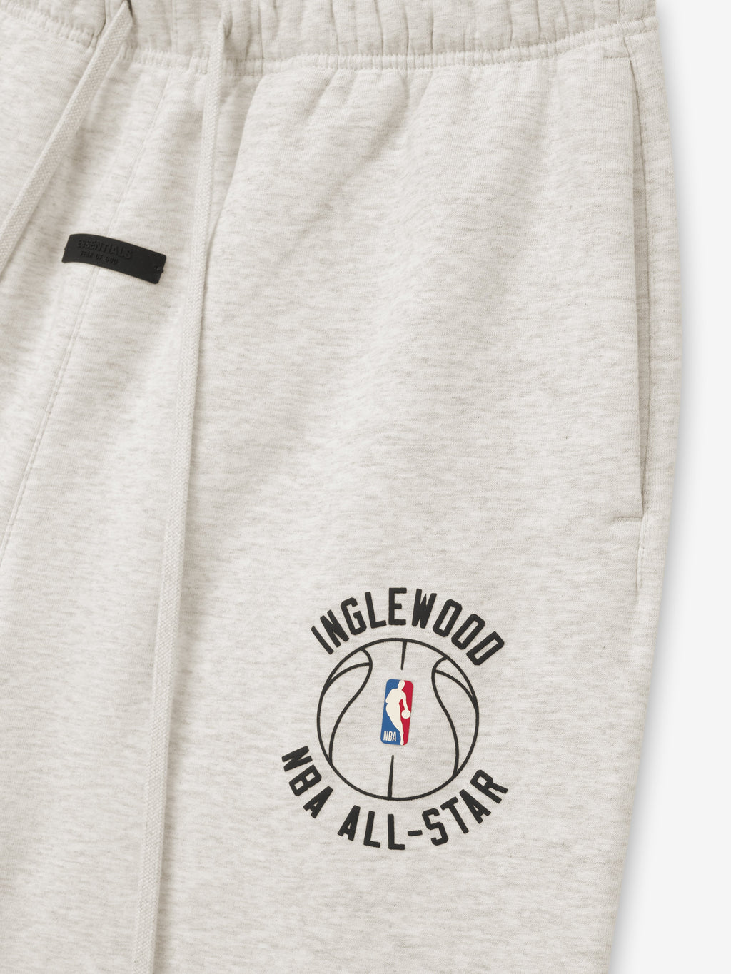off-white heavyweight cotton fleece sweatpants with Inglewood NBA All-Star basketball logo and elastic waistband detail