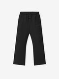 black relaxed fit flare sweatpants with elastic waistband and drawstring in heavyweight fleece fabric