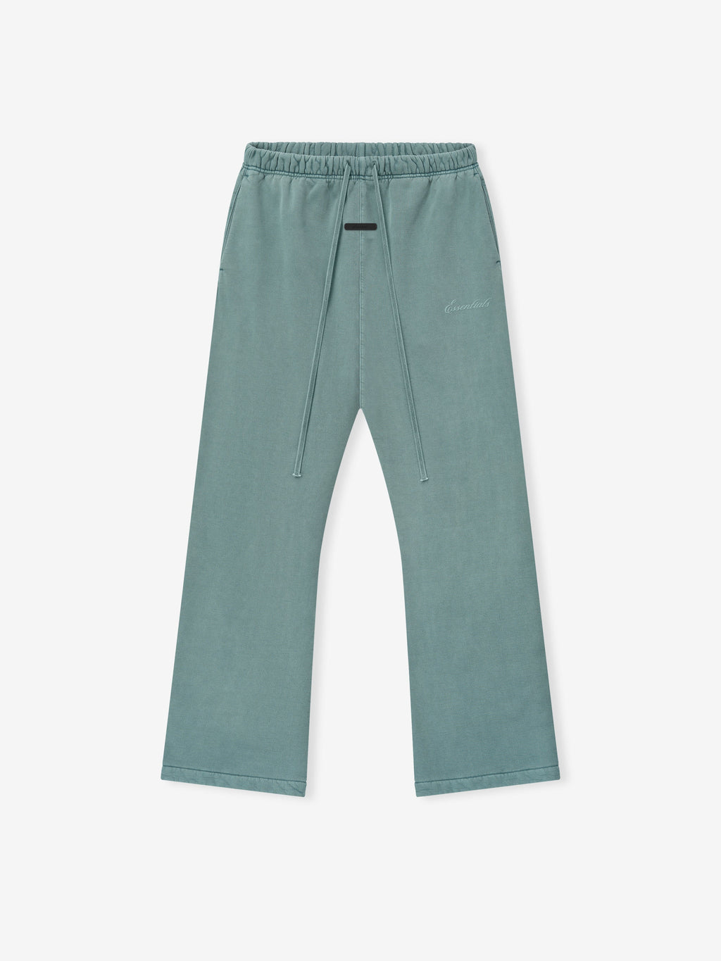 teal pigment-dyed heavyweight fleece sweatpants with relaxed fit and elastic waistband with drawstrings