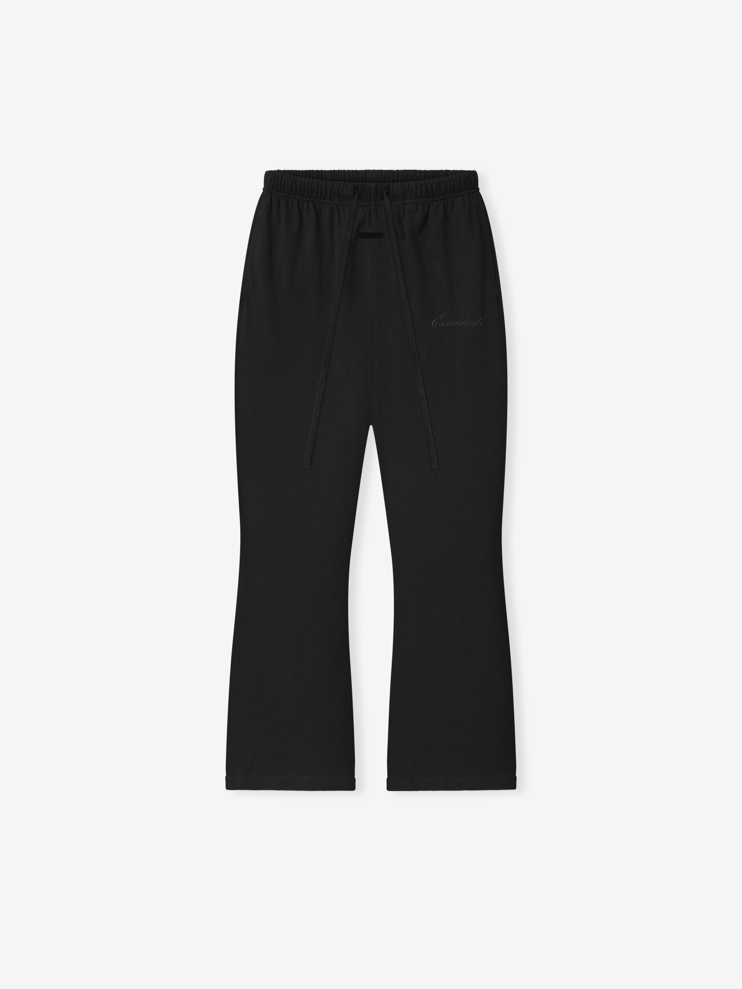 black women's lightweight cotton jersey sweatpants with relaxed fit and flared leg design