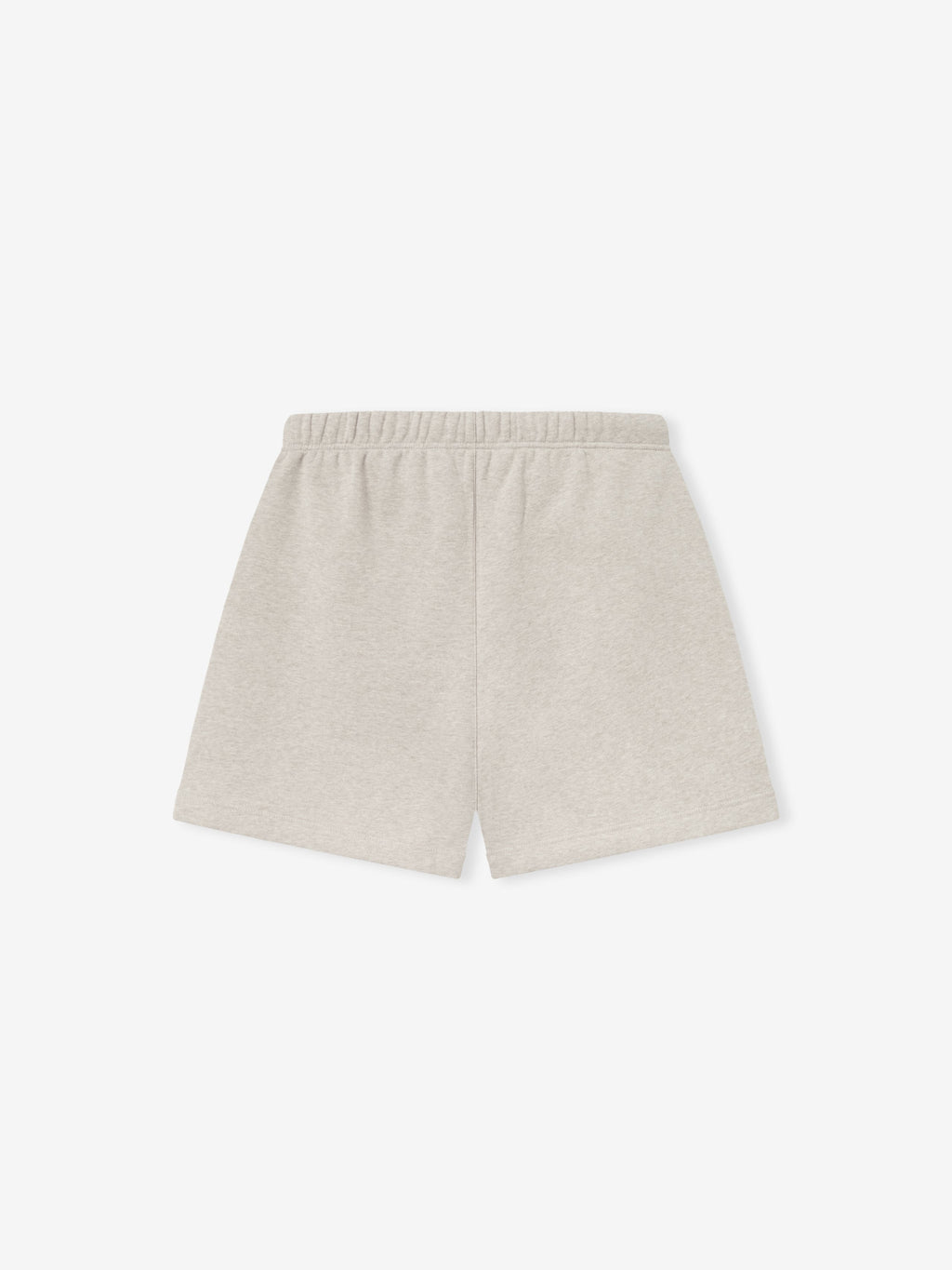 off-white heavyweight fleece sweatshorts with elastic waistband and relaxed fit in classic mid-length cut