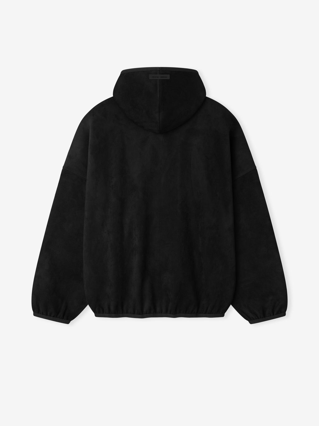 Back view of vintage black suede fleece modern hoodie with elasticated hem and cuffs, file 192HO256941F_MODERN_HOODIE-VINTAGE_BLACK_2.jpg