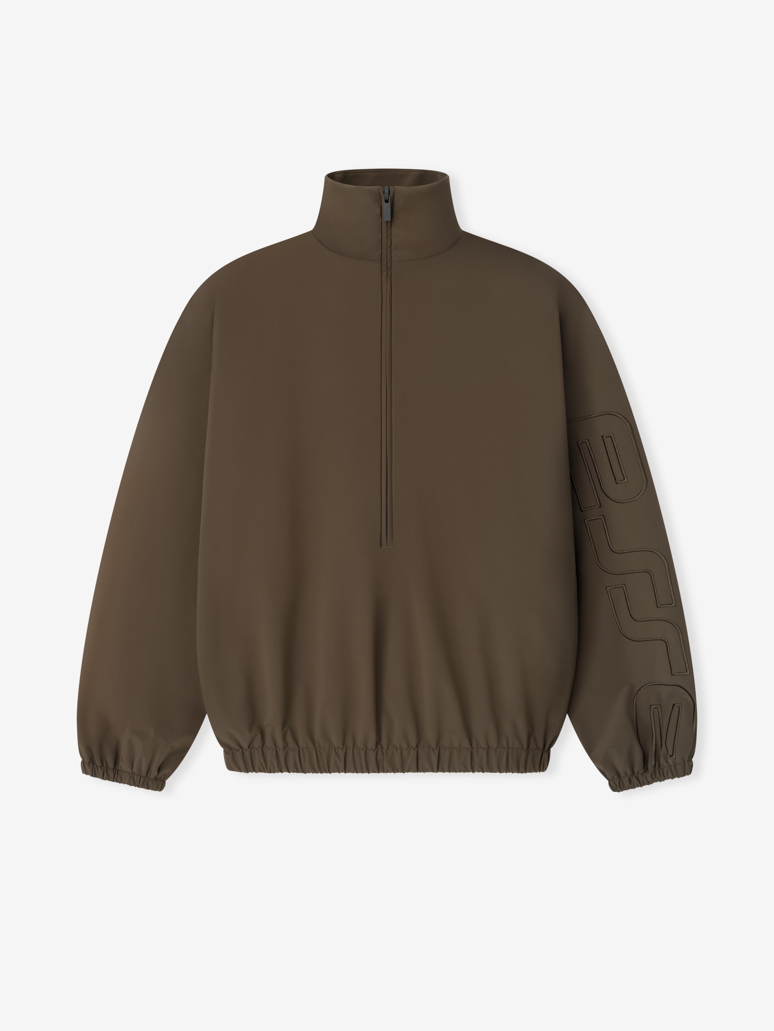 Brown half-zip sweatshirt on a light gray background