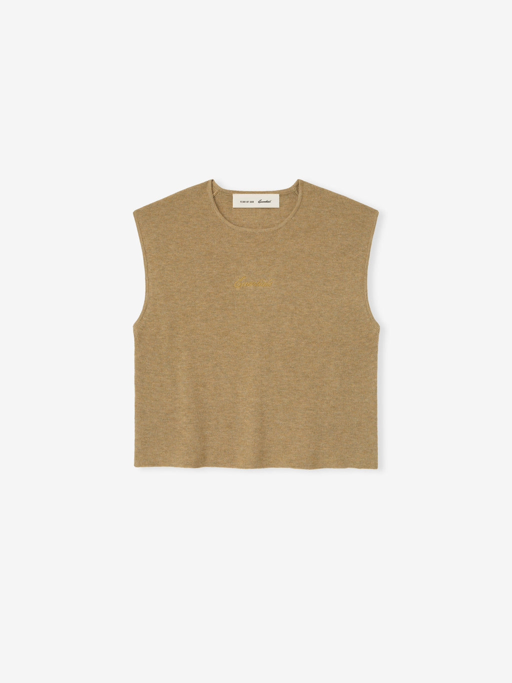 Brown sleeveless top on a white background