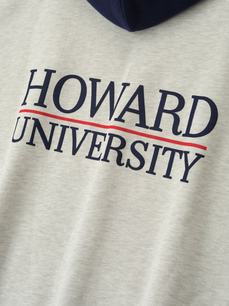 Close-up of light gray fabric on Howard University Sport Hoodie showing navy text with red underline, file 1RayngcQ.jpg gallery image 0