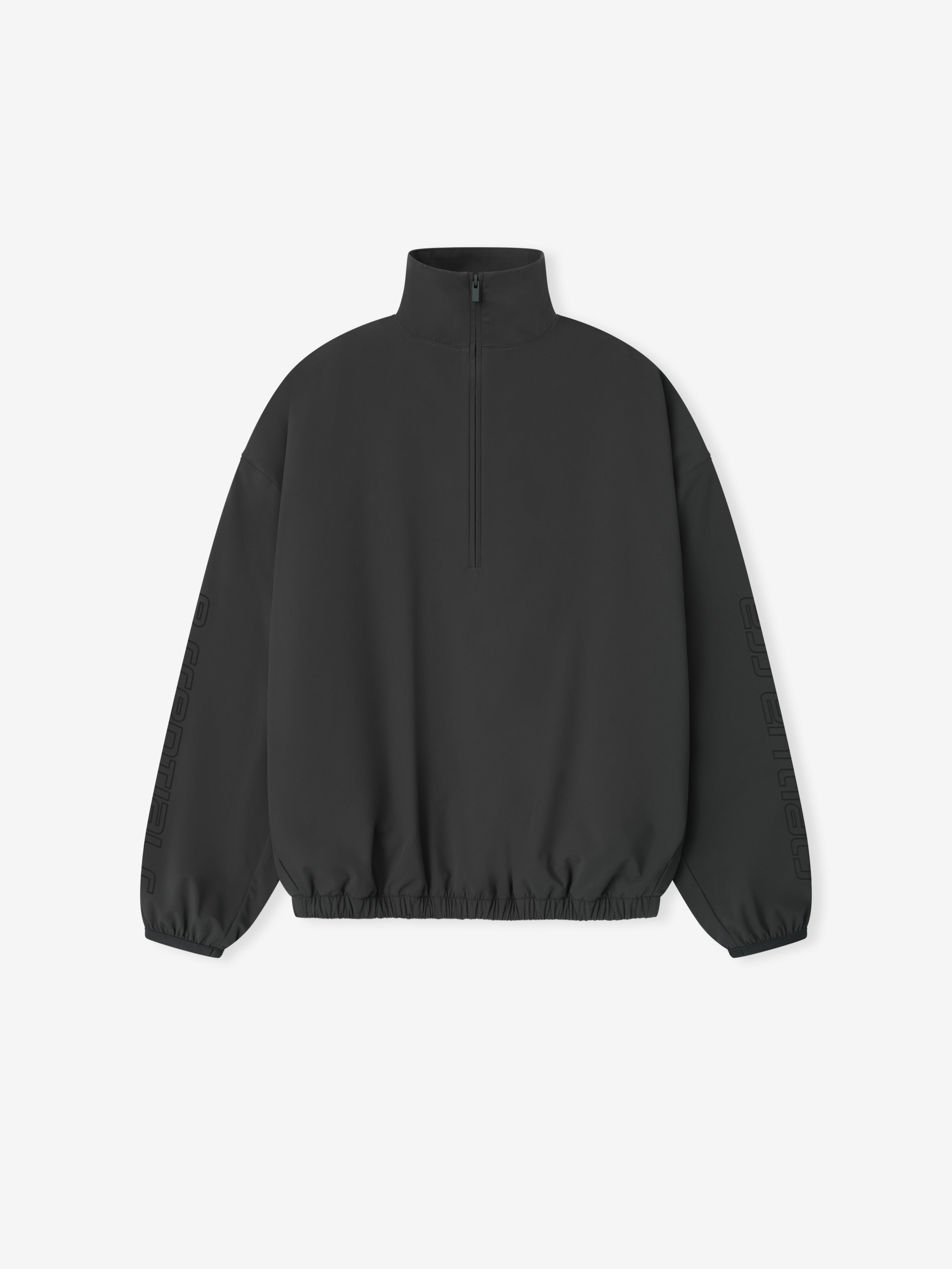 Front view of iron grey womens nylon half zip track jacket with high collar and elasticated hem gallery 0