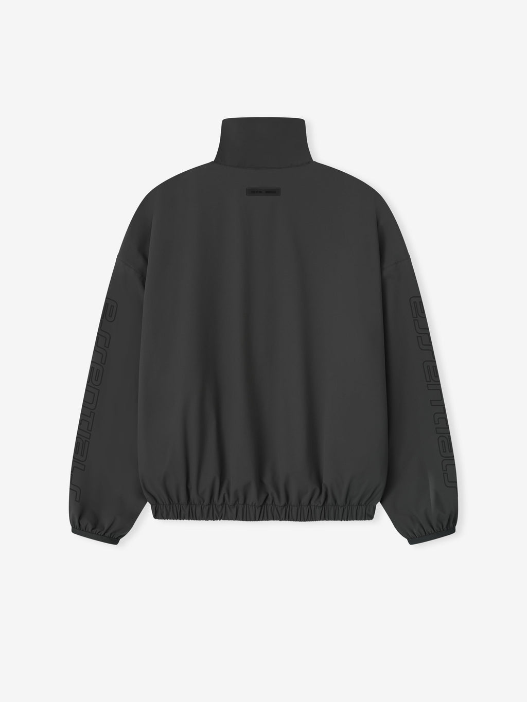 Back view of iron grey Tech Nylon Half Zip Track Jacket with elastic hem and tonal embossed sleeves, gallery position 0