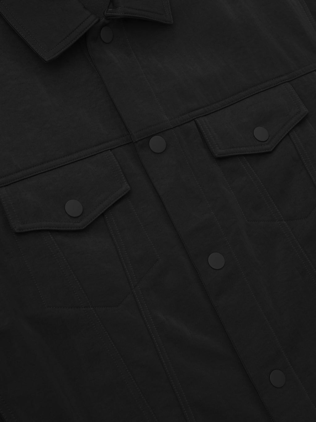 Close-up of a black jacket with button details