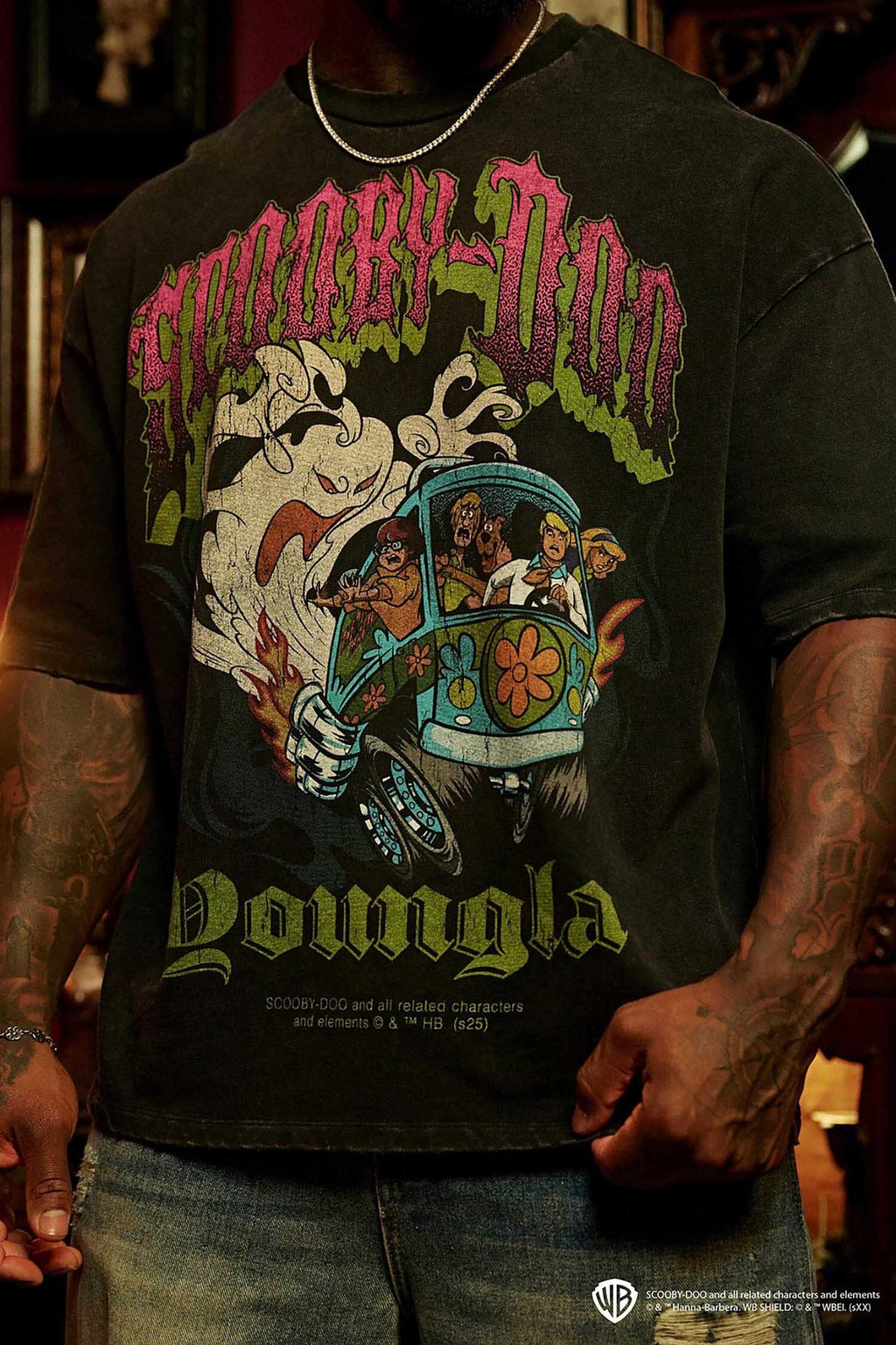 4252 - Scooby-Doo Tees - Relaxed fit, soft breathable cotton with oversized Scooby & Mystery Machine graphics. Playful, standout style in Smoke & Screams.