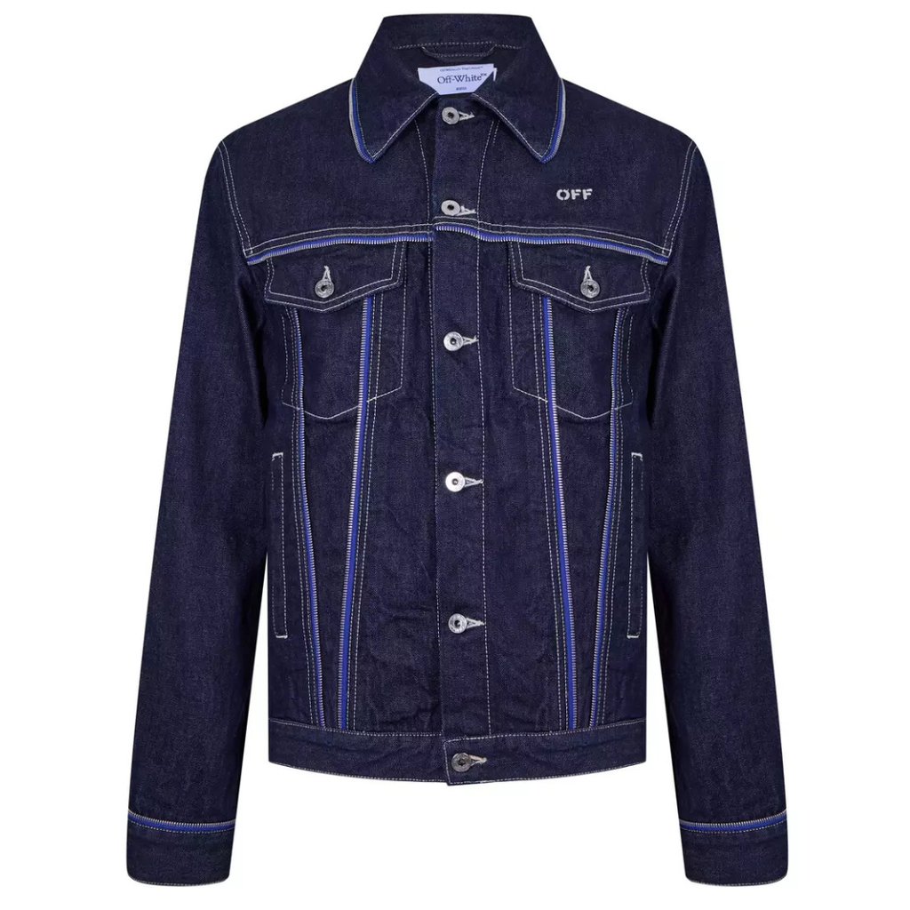 Off White Men's Zip Embellished Denim Jacket Sierra Leone
