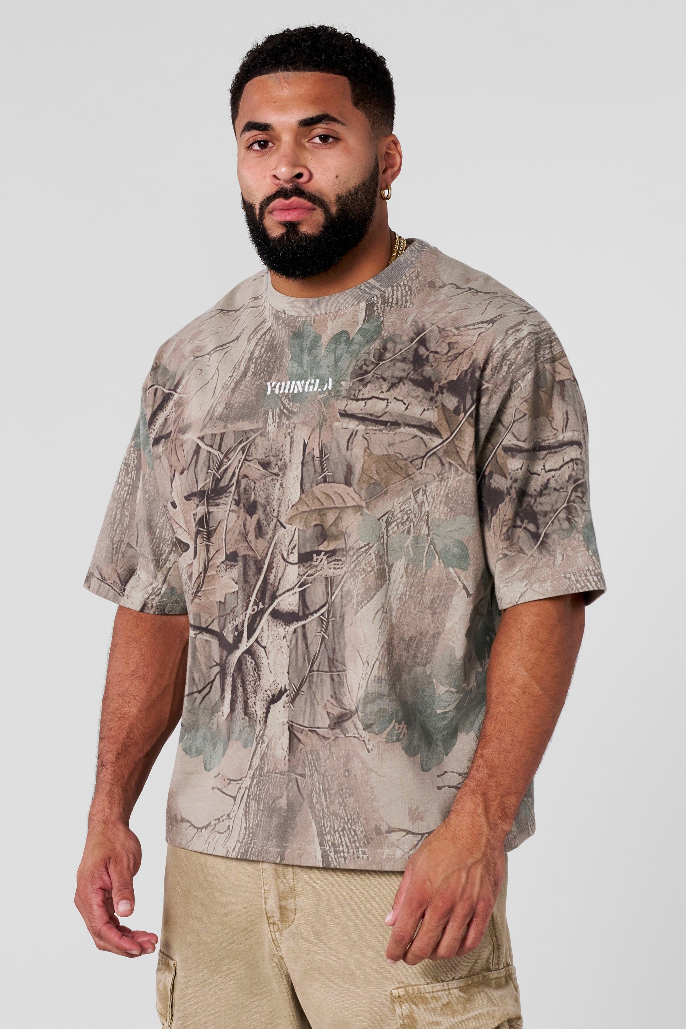 4084 - Tree Camo Collection - Tees— oversized, heavyweight terry tee offering a soft, durable feel and a bold, everyday wardrobe staple in Beige