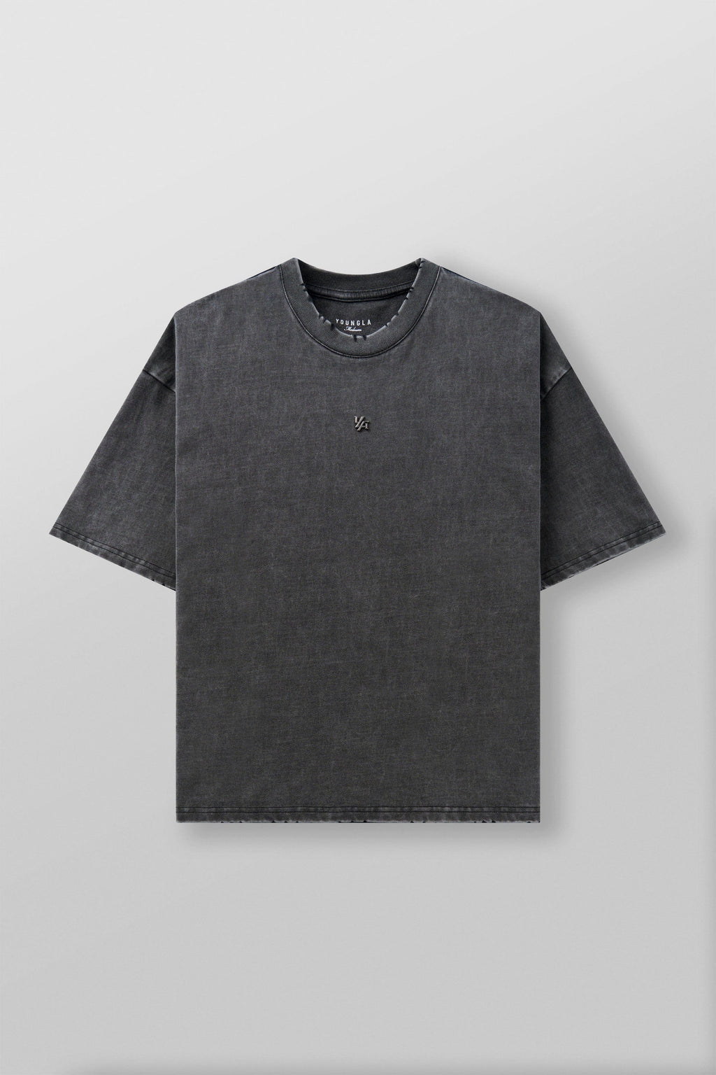 4153 - Elevated Essentials - Relaxed Tee - Oversized heavyweight cotton tee with drop shoulders, natural drape, and subtle 'Elevated' detailing in colour Grey Wash.