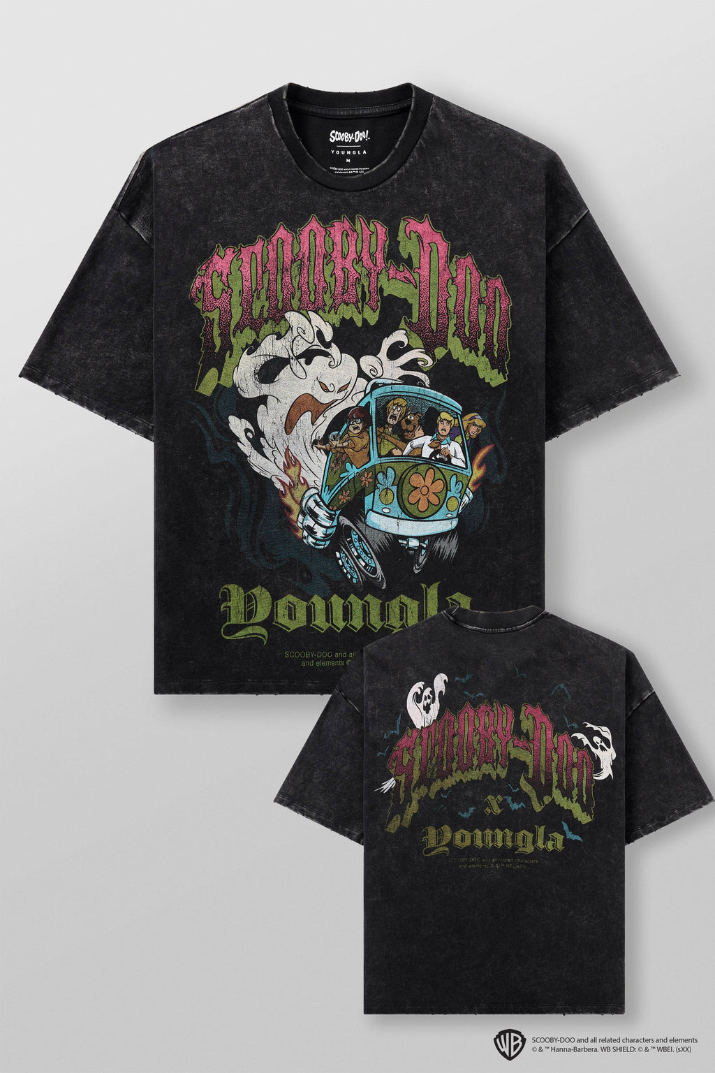 4252 - Scooby-Doo Tees - Relaxed fit, soft breathable cotton with oversized Scooby & Mystery Machine graphics. Playful, standout style in Smoke & Screams.