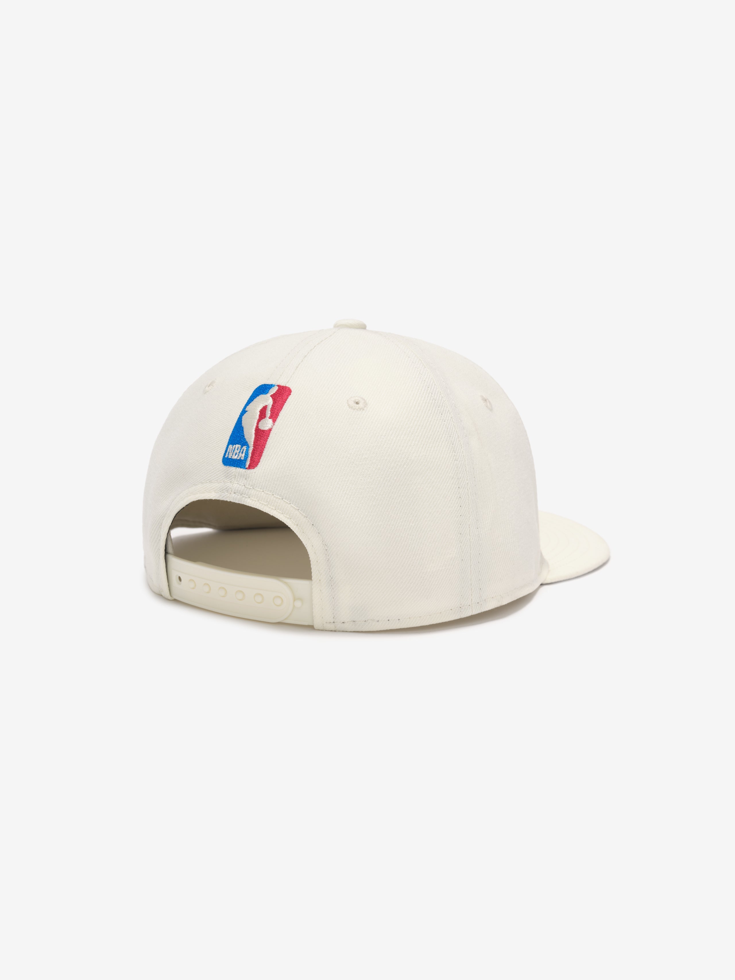 off-white NBA 9Fifty RC snapback cap with adjustable strap and embroidered NBA logo on back panel