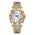 Seiko Mod Datejust Daydate Yellow Gold White Arabic