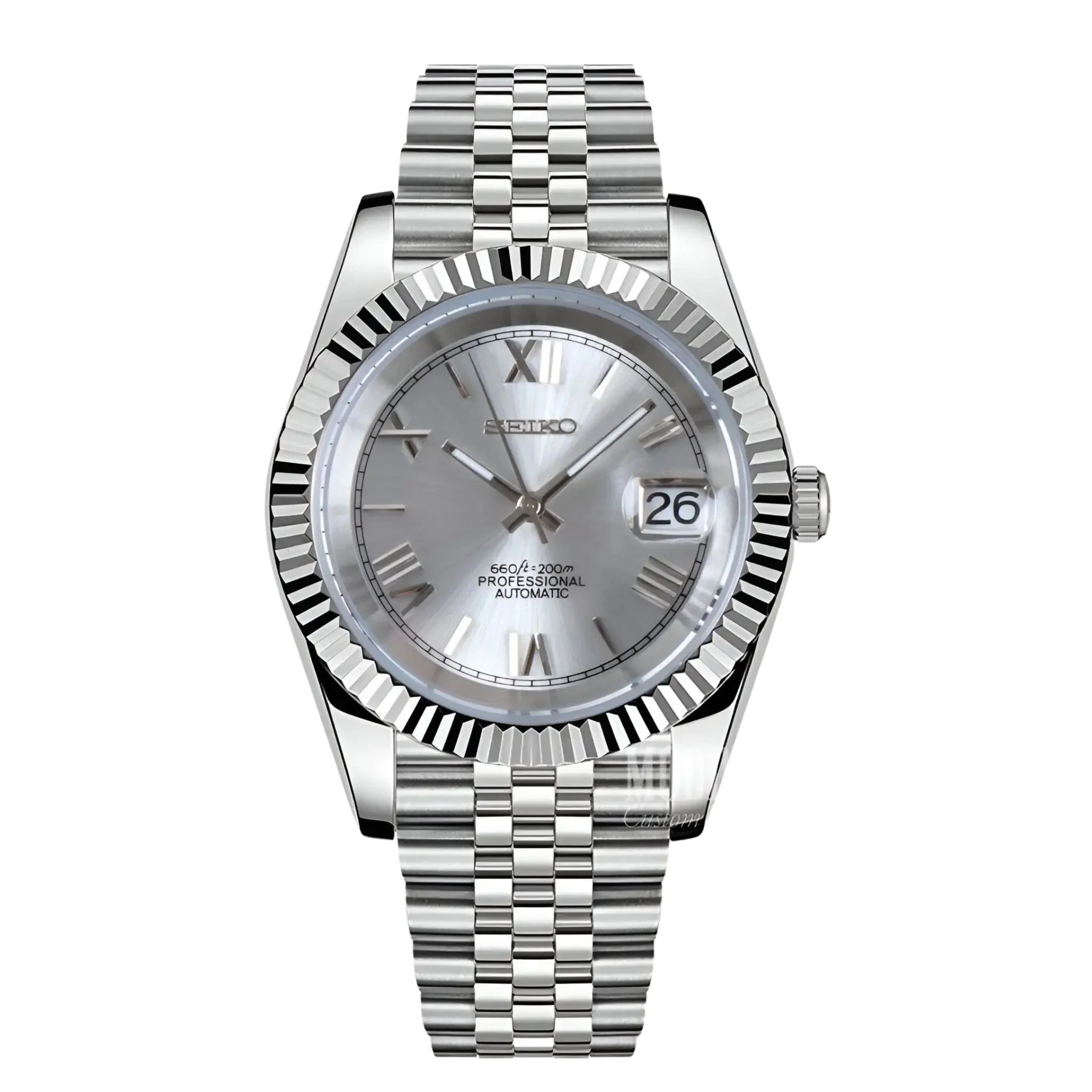 Seiko Mod Datejust Roman Silver