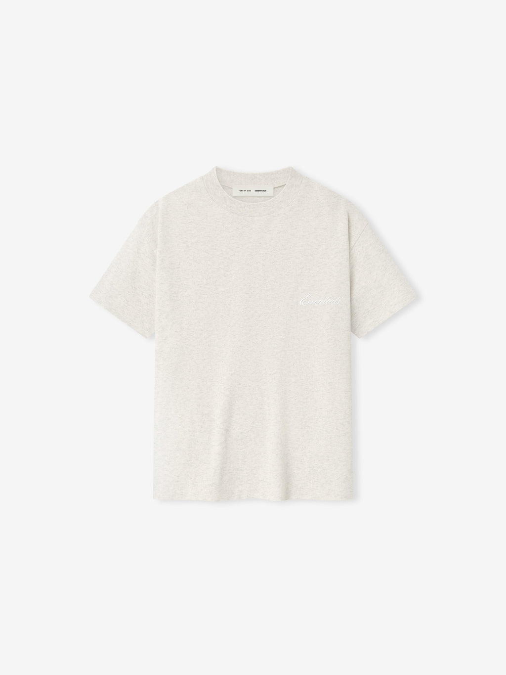 Front view of oatmeal heather kids classic short sleeve tee with subtle embroidered logo on chest, gallery position 0
