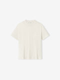 Front view of ivory Kids Embroidered Essential Tee with subtle script logo on chest, gallery position 0, file 785HO251462K