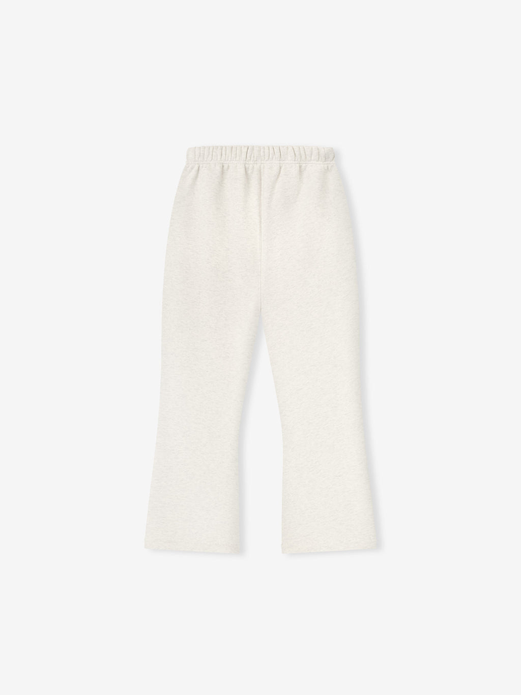 Flat lay of oatmeal heather Kids Flare Sweatpant showing elastic waistband and flare leg shape, gallery position 0