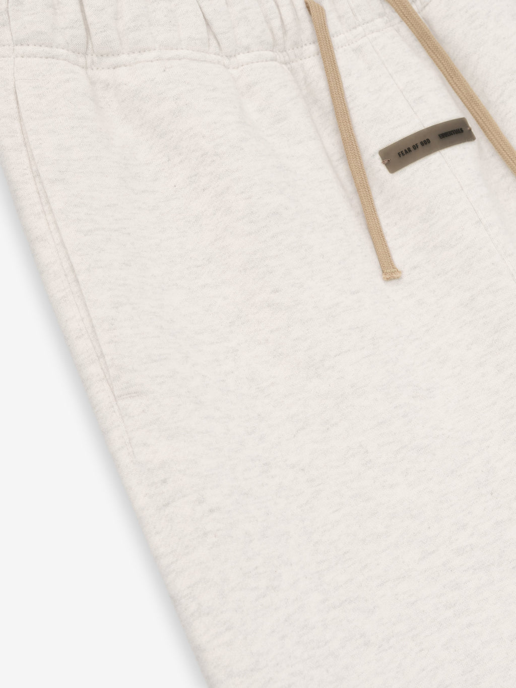 Close-up of oatmeal heather Kids Flare Sweatpant showing side pocket, waistband, and beige drawstring detail, gallery position 0