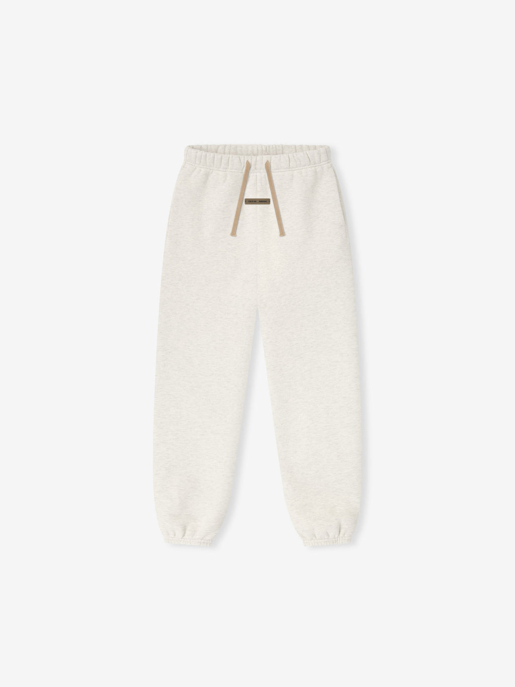 Oatmeal heather Kids Classic Sweatpant with elastic cuffs and beige drawstring, flat lay front view, gallery position 0