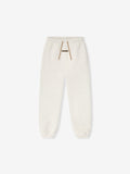Oatmeal heather Kids Classic Sweatpant with elastic cuffs and beige drawstring, flat lay front view, gallery position 0