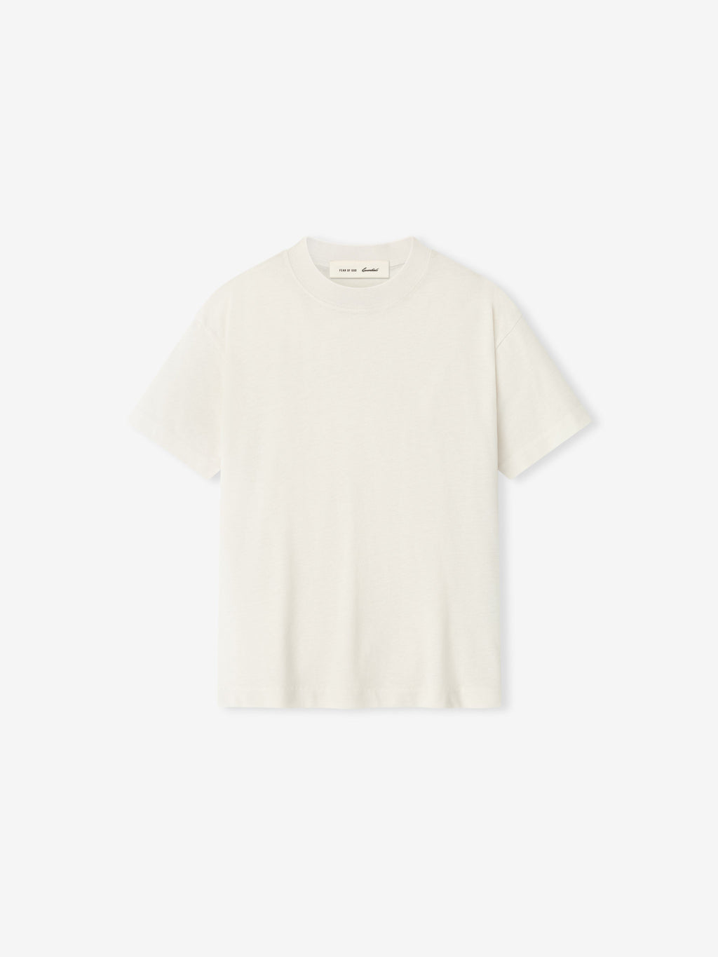 front view of kids classic fit short sleeve tee in soft off-white cotton blend jersey fabric