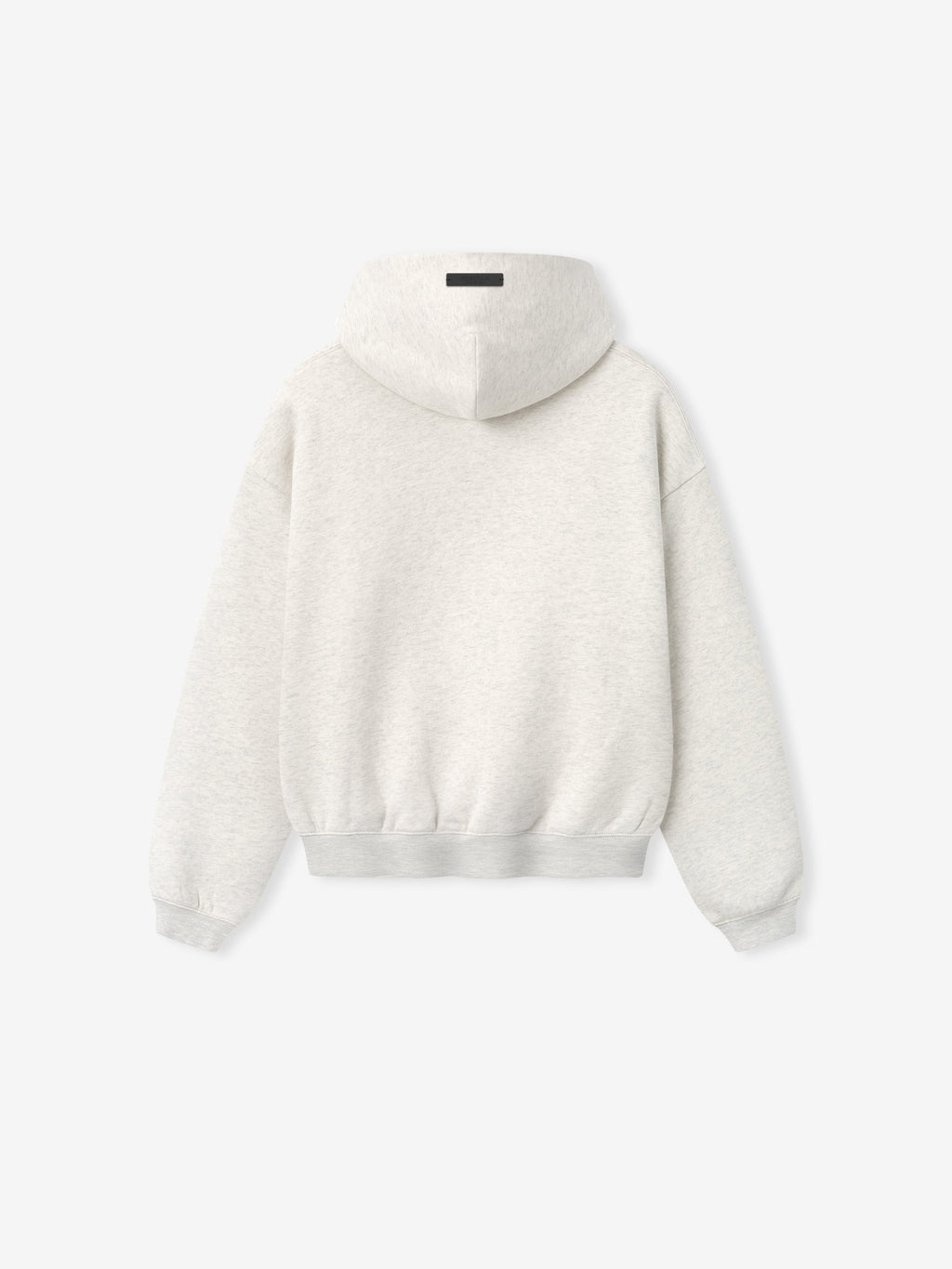 back view of kids light beige hoodie with hood, ribbed cuffs and waistband, made from thick core fleece