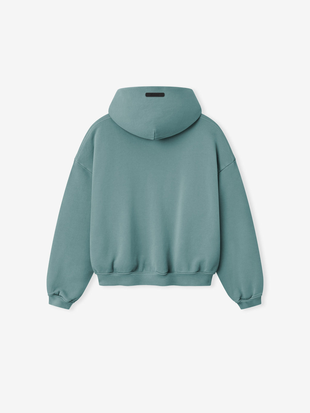 back view of teal Kids Campus 90s hoodie in heavyweight cotton fleece with ribbed cuffs and waistband