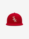 Front-facing view of red Chicago White Sox Wool Retro Crown 59FIFTY fitted cap with cream Sox logo, gallery image 0