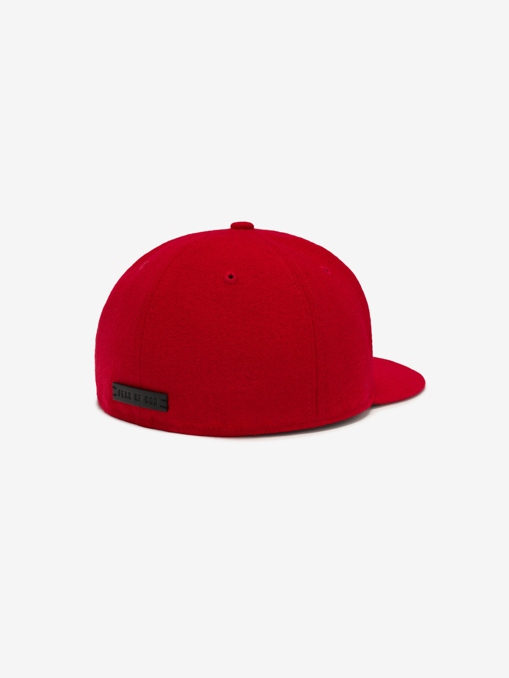 Rear side view of red Chicago White Sox Wool Retro Crown 59FIFTY fitted cap with Fear of God black tag on crown