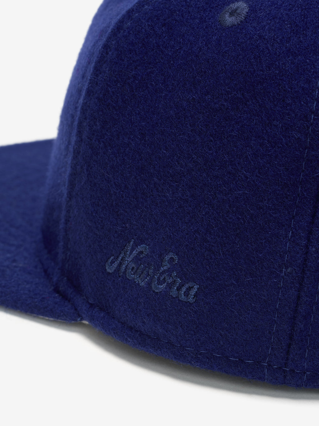 Close-up angled shot of navy Los Angeles Dodgers Wool Retro Crown 59FIFTY fitted cap with subtle tonal New Era embroidery detail