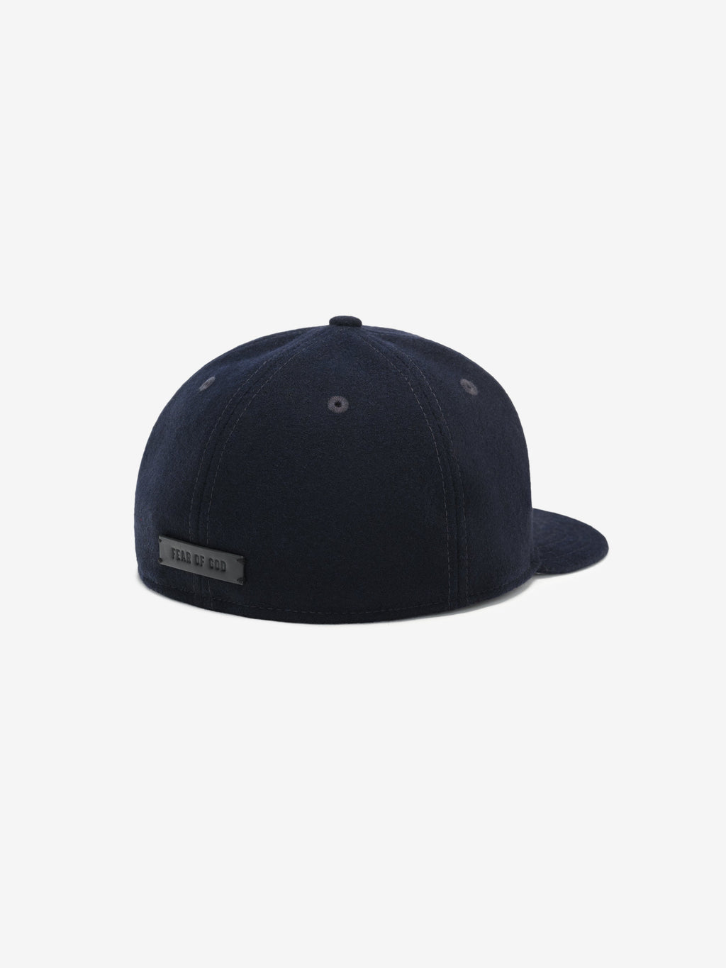 Rear angle of navy New York Yankees Wool Retro Crown 59FIFTY fitted cap with black Fear of God tag, gallery image 0